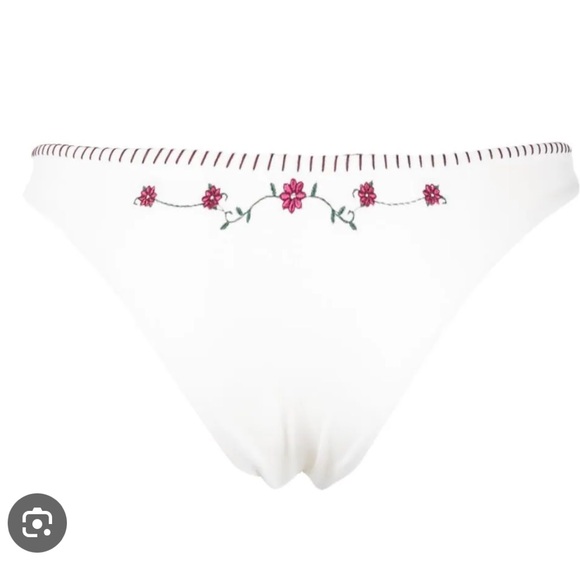 Frankie’s Bikinis - Sawyer Embroidered Cheeky Bikini Bottom in Sea Fairy - S - Picture 1 of 6